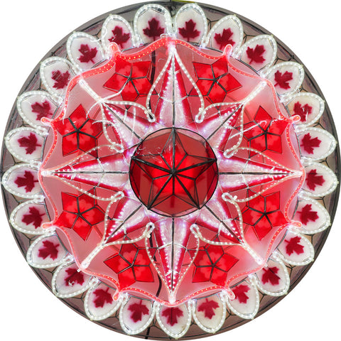 Philippines Christmas Capiz Parol Lantern Star Canada Design (Tala) - Red / White LED Show - Size 24