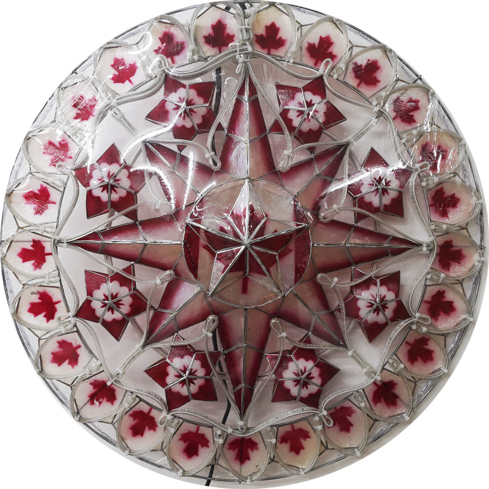 Philippines Christmas Capiz Parol Lantern Star Canada Design (Tala) - Red / White LED Show - Size 24" / 2 KG / 110 V (OHCanada)