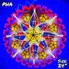 Philippines Christmas Capiz Parol Lantern Star PH Color Design A (Tala) - Yellow / Red / White / Blue LED Show - Size 24" / 2 KG / 110 V (PHA)