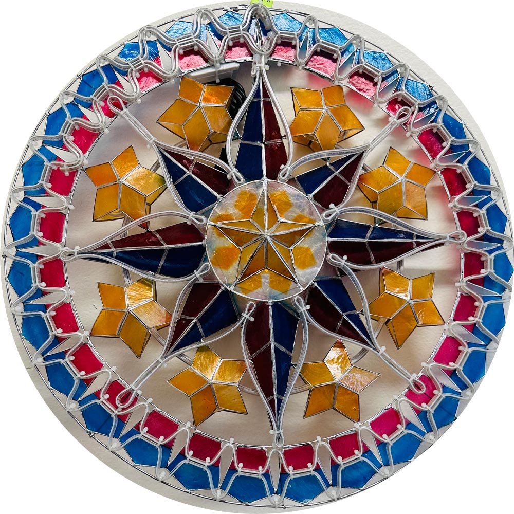 Philippines Christmas Capiz Parol Lantern Star PH Color Design A (Tala) - Yellow / Red / White / Blue LED Show - Size 24" / 2 KG / 110 V (PHA)