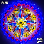Philippines Christmas Capiz Parol Lantern Star PH Color Design B (Tala) - Yellow / Red / White / Blue LED Show - Size 24" / 2 KG / 110 V (PHB)