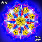 Philippines Christmas Capiz Parol Lantern Star PH Color Design C (Tala) - Yellow / Red / White / Blue LED Show - Size 24" / 2 KG / 110 V (PHC)
