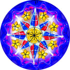 Philippines Christmas Capiz Parol Lantern Star PH Color Design C (Tala) - Yellow / Red / White / Blue LED Show - Size 24" / 2 KG / 110 V (PHC)