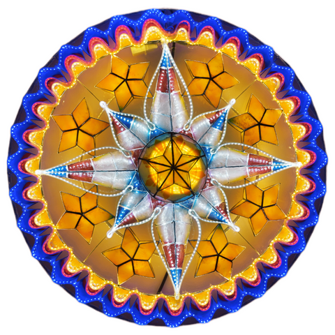 Philippines Christmas Capiz Parol Lantern Star PH Color Design (Tala) - Red / White / Yellow / Blue LED Show - Size 30