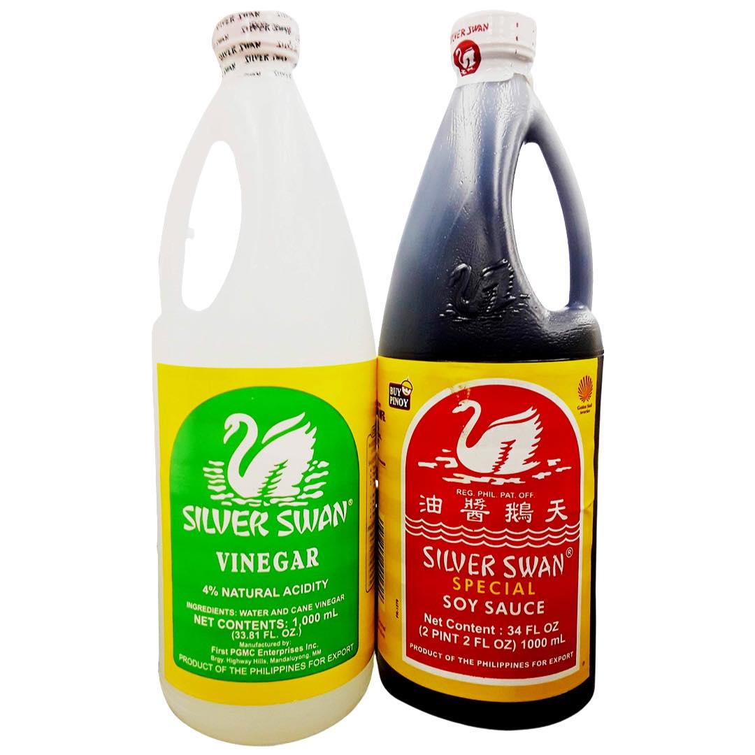 Silver Swan - Vinegar and Soy Sauce Value Pack - 2000 ML (1 Liter Bottle Of Each)