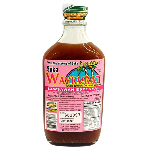 Suka Waykurat - Spiced Natural Coconut Vinegar - Sawsawan Espesyal - 250 ML
