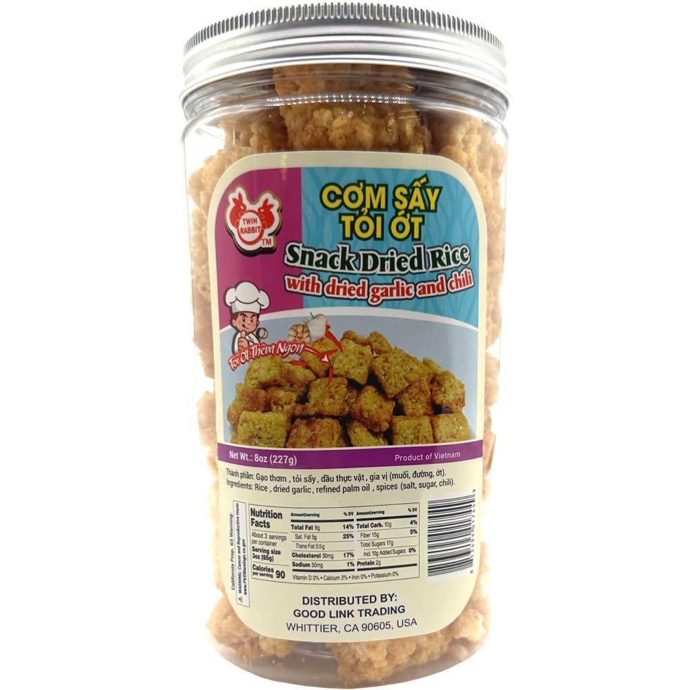 Twin Rabbit - Snack Dried Rice with Dried Garlic and Chili - 8 OZ