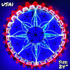 Philippines Christmas Capiz Parol Lantern Star USA Design 1 (Tala) - Red / White / Blue LED Show - Size 24" / 2 KG / 110 V (USA1)
