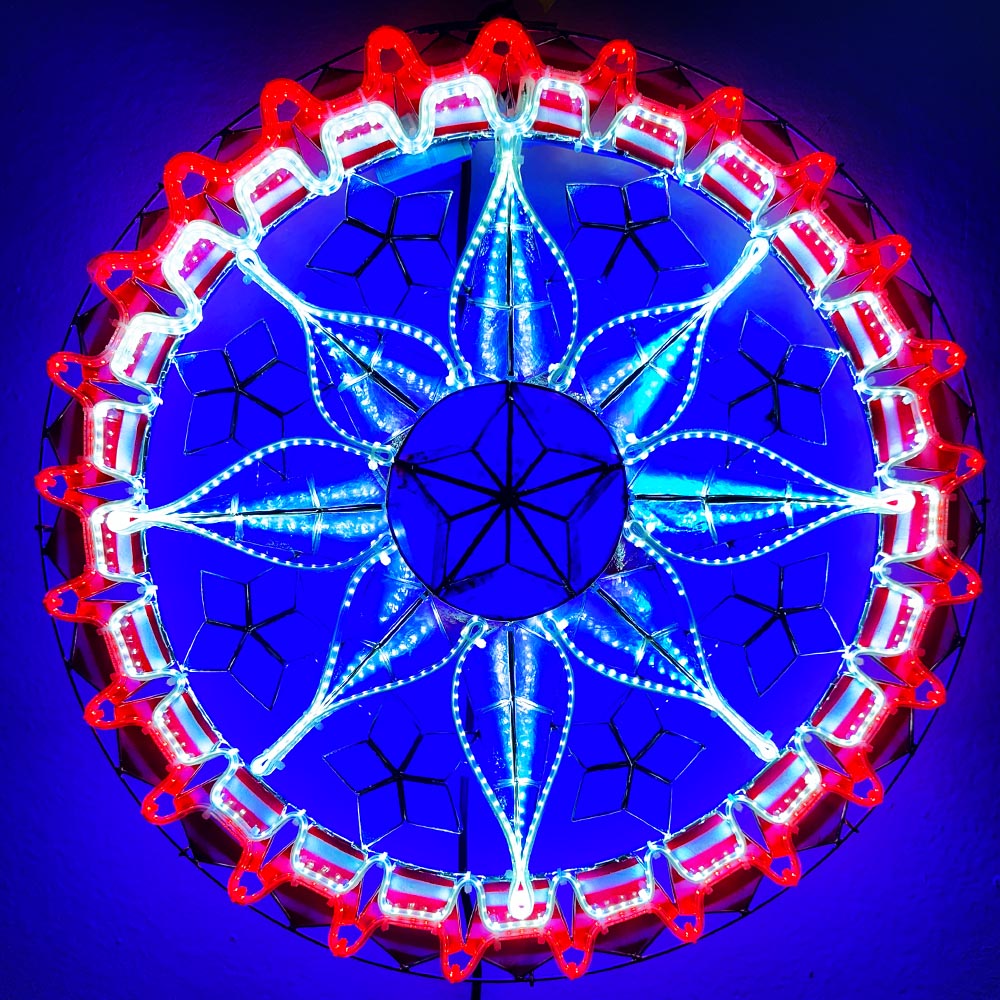 Philippines Christmas Capiz Parol Lantern Star USA Design 1 (Tala) - Red / White / Blue LED Show - Size 24" / 2 KG / 110 V (USA1)