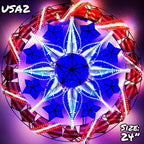 Philippines Christmas Capiz Parol Lantern Star USA Design 2 (Tala) - Red / White / Blue LED Show - Size 24" / 2 KG / 110 V (USA2)