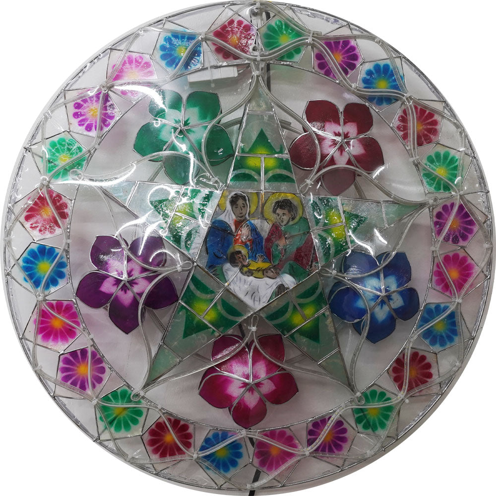 Philippines Christmas Capiz Parol Lantern Star (Tala) Nativity Scene - Green/ Blue/ White- Size 24" / 2 KG / 110 V (ACNative7)