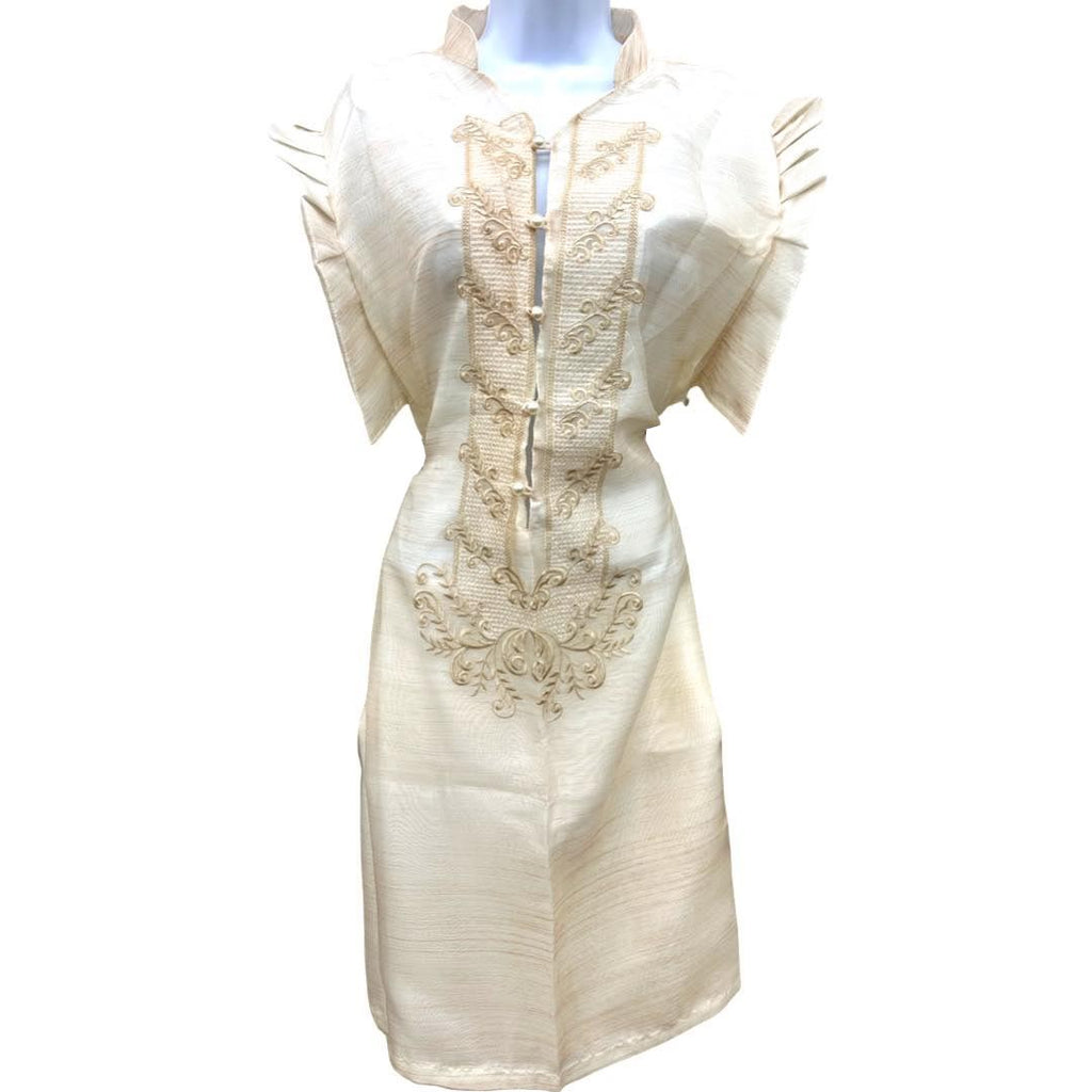 Baro't Saya Filipiniana Tagalog Special Double Lining with Piping Brown Bayong Leaves Design
