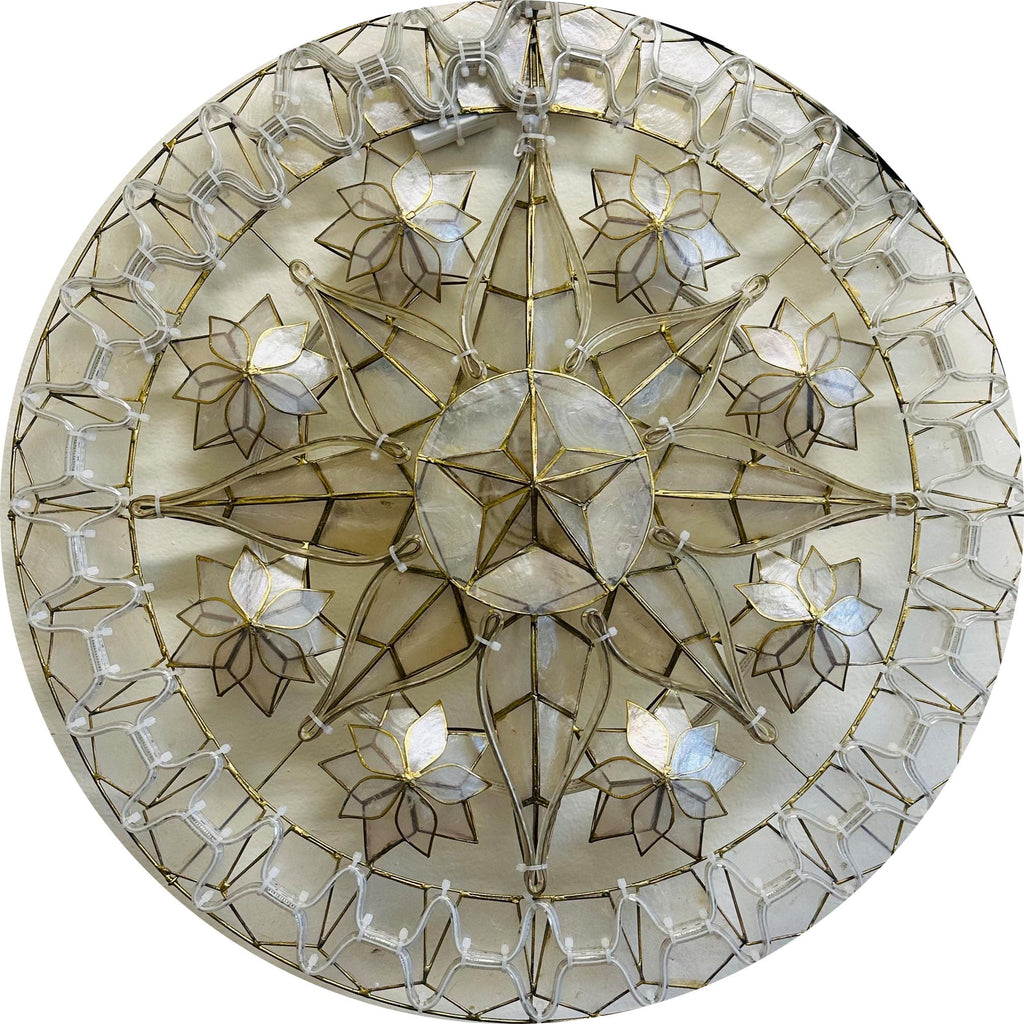 Philippines Christmas Capiz Parol Lantern Star (Tala) - WHITE ONLY LED Show - Size 24" / 2 KG / 110 V (CY11)