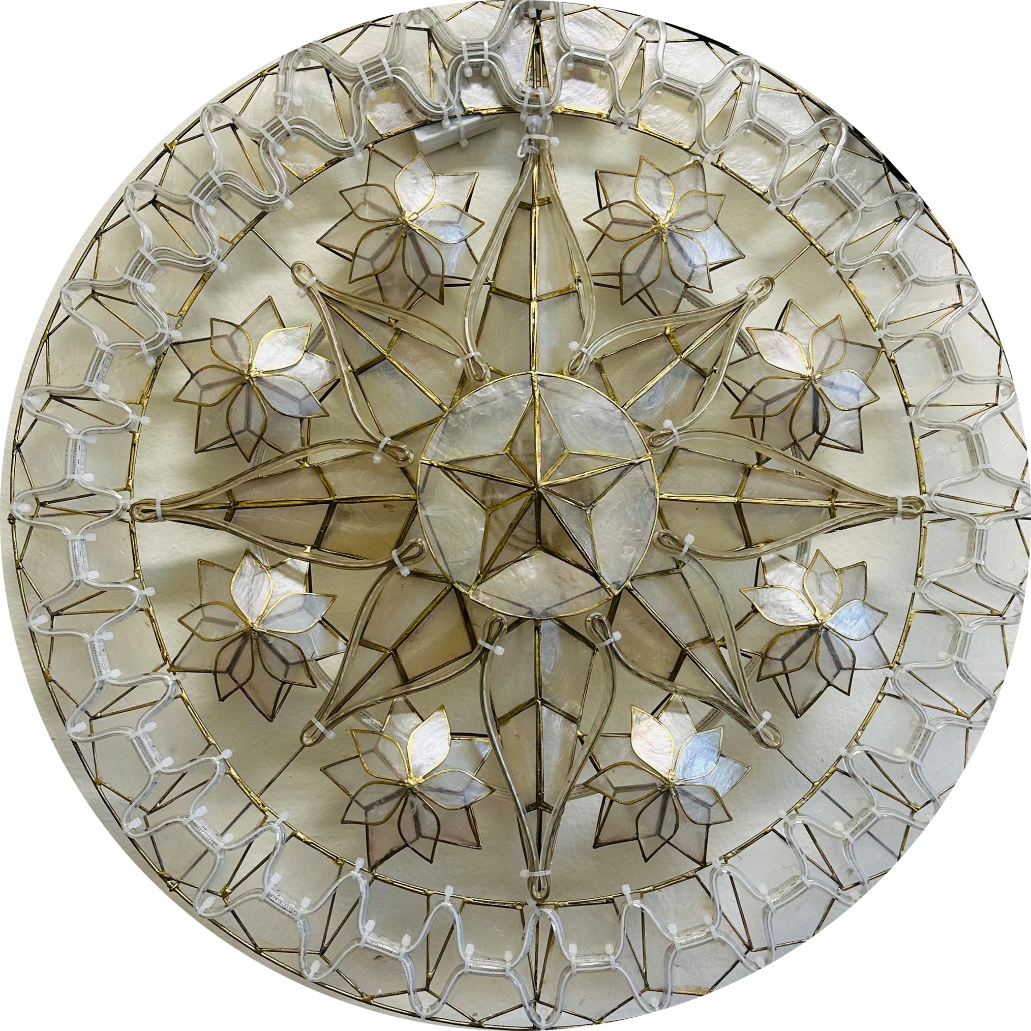 Philippines Christmas Capiz Parol Lantern Star (Tala) - WHITE ONLY LED Show - Size 24" / 2 KG / 110 V (CY11)