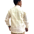 Barong Tagalog Special Double Lining with Piping Brown Abaca Leaves Bayong Design