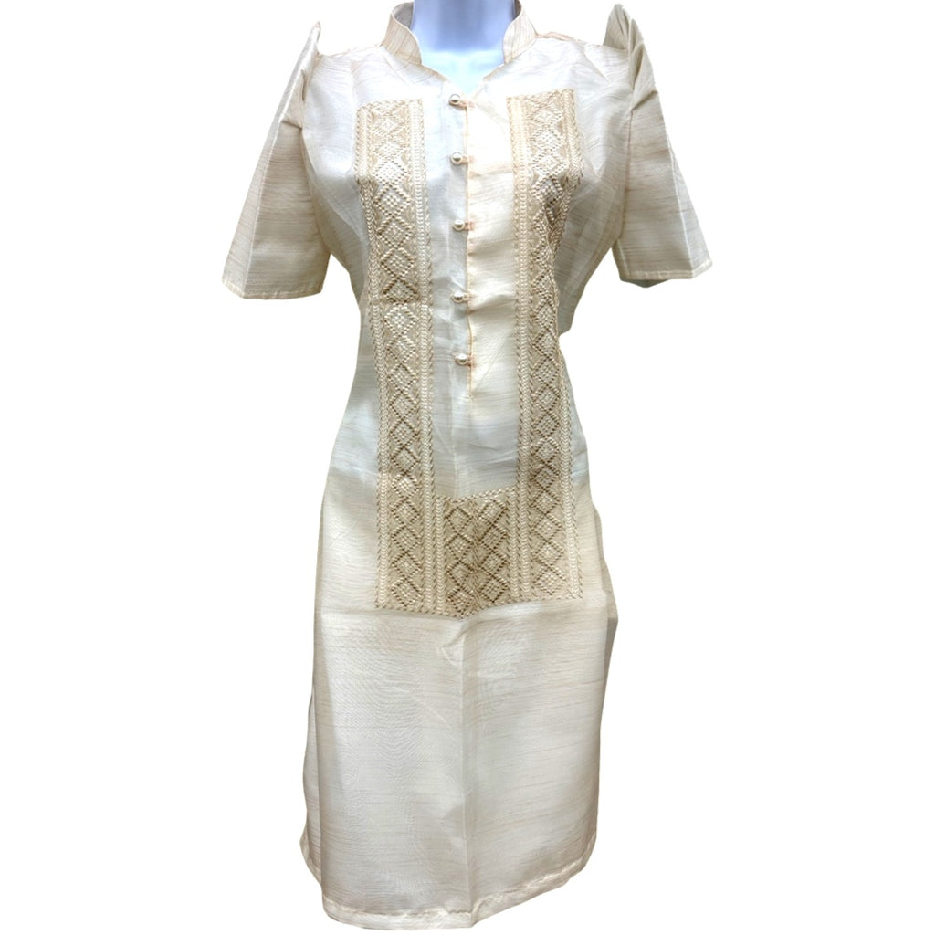 Baro't Saya Filipiniana Tagalog Special Double Lining with Piping Brown Bayong Design