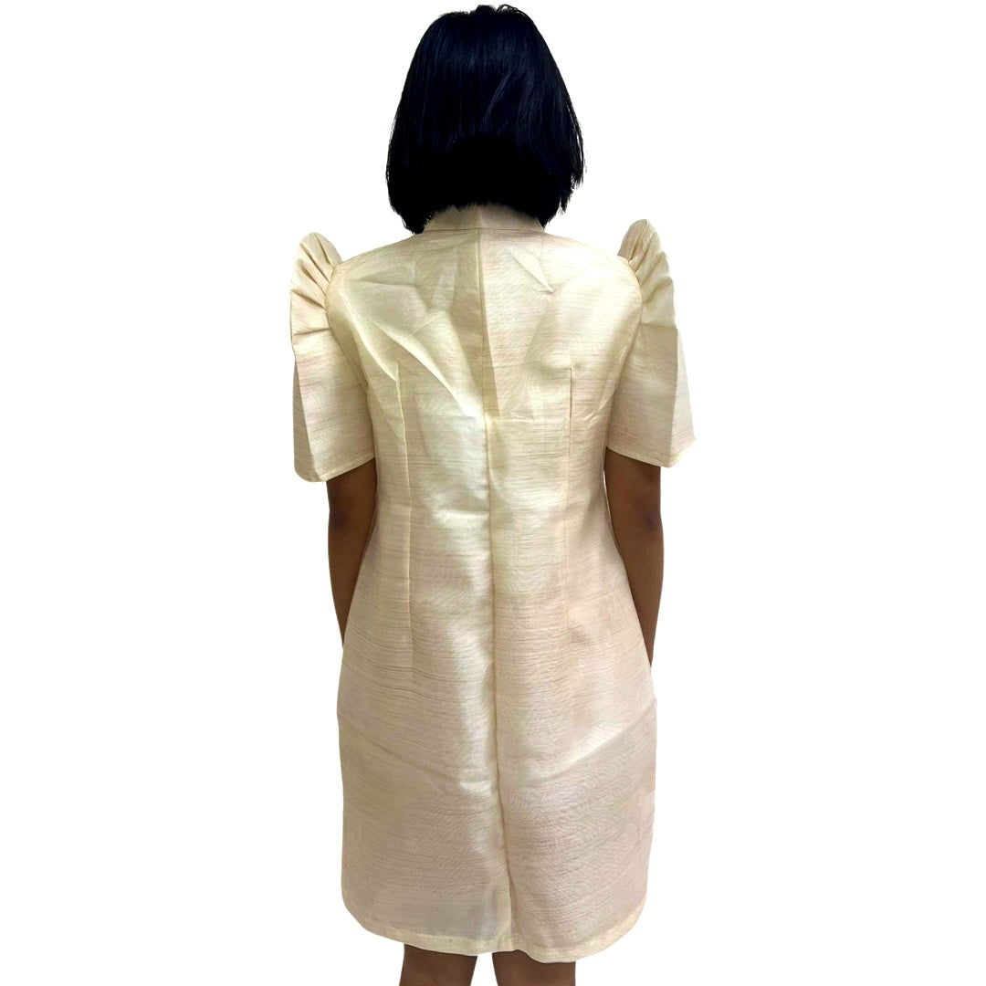 Baro't Saya Filipiniana Tagalog Special Double Lining with Piping Brown Bayong Leaves Design