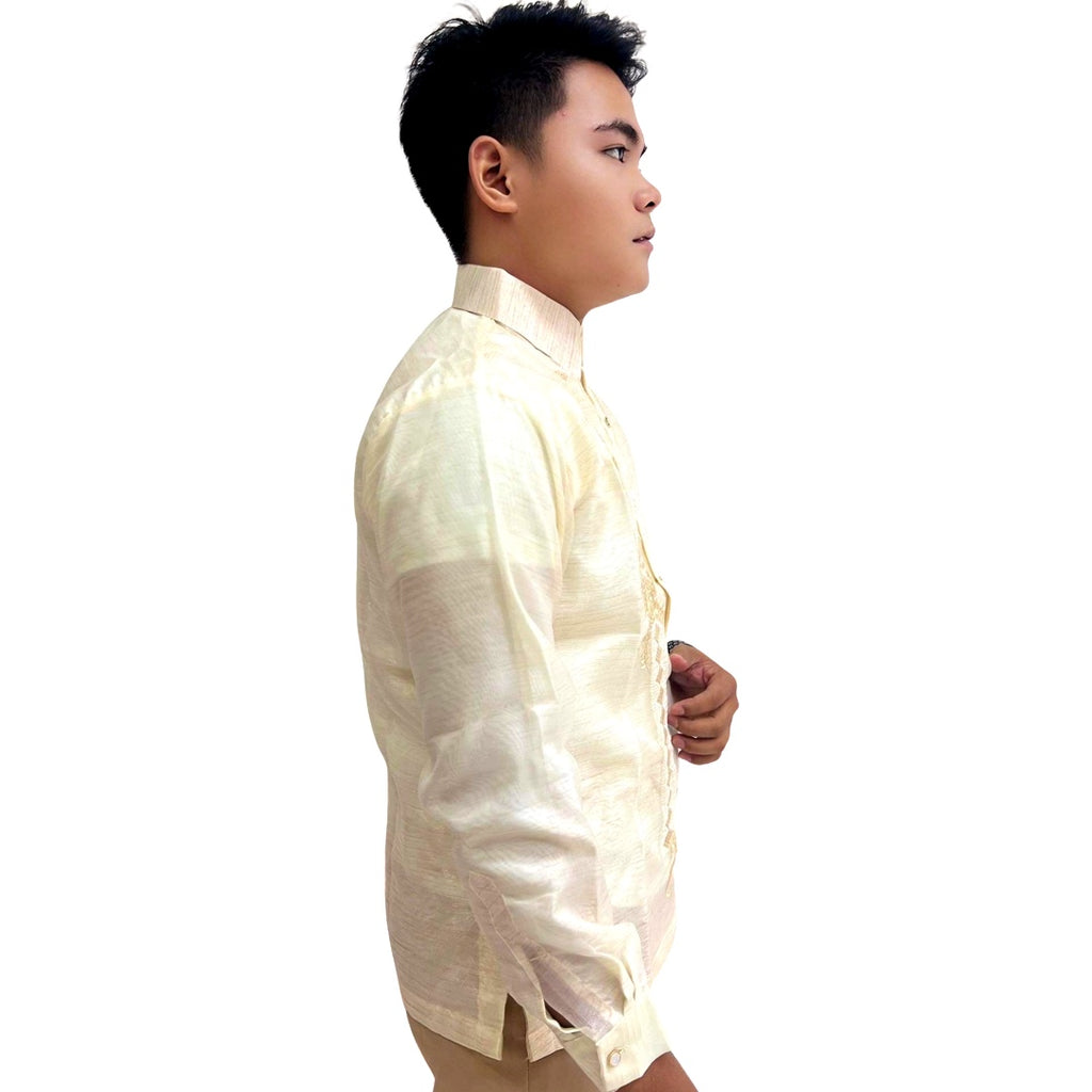 Barong Tagalog Special Double Lining with Piping Brown Lagundi Design