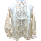 Barong Tagalog Special Double Lining with Piping Brown Fish Scale Wave Design