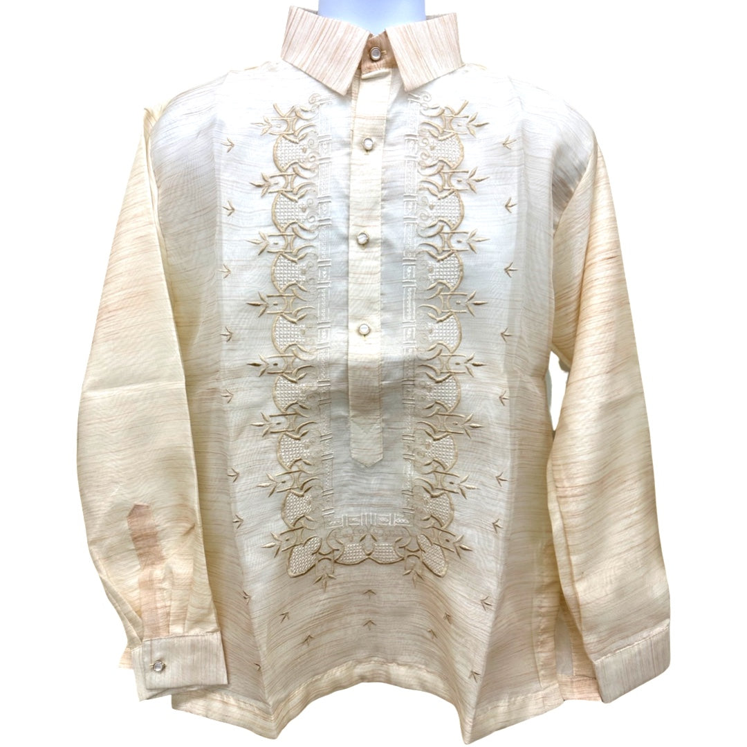 Barong Tagalog Special Double Lining with Piping Brown Lagundi Design