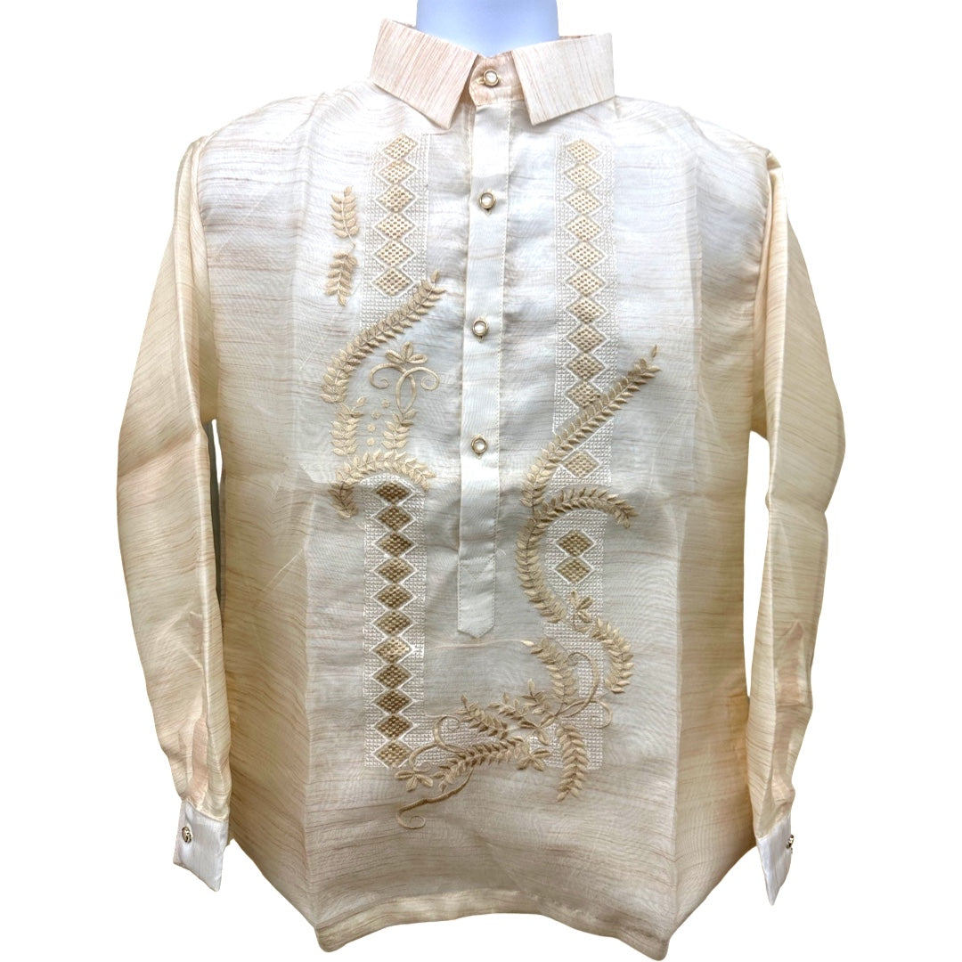 Barong Tagalog Special Double Lining with Piping Brown Abaca Leaves Ba