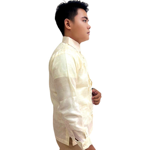 Barong Tagalog Special Double Lining with Piping Brown Abaca Leaves Bayong Design