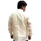 Barong Tagalog Special Double Lining with Piping Brown Leaves Bayong Design