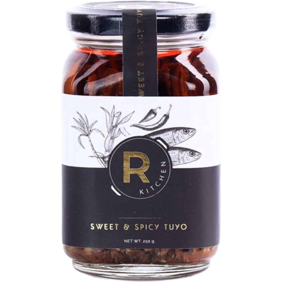 R Kitchen - Sweet and Spicy Tuyo - Gourmet Pasteurized Bottled Deboned Dried Herring - 250 G