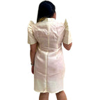 Baro't Saya Filipiniana Tagalog Special Double Lining with Piping Brown Leaves Design