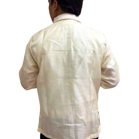 Barong Tagalog Special Double Lining with Piping Brown Leaves Design