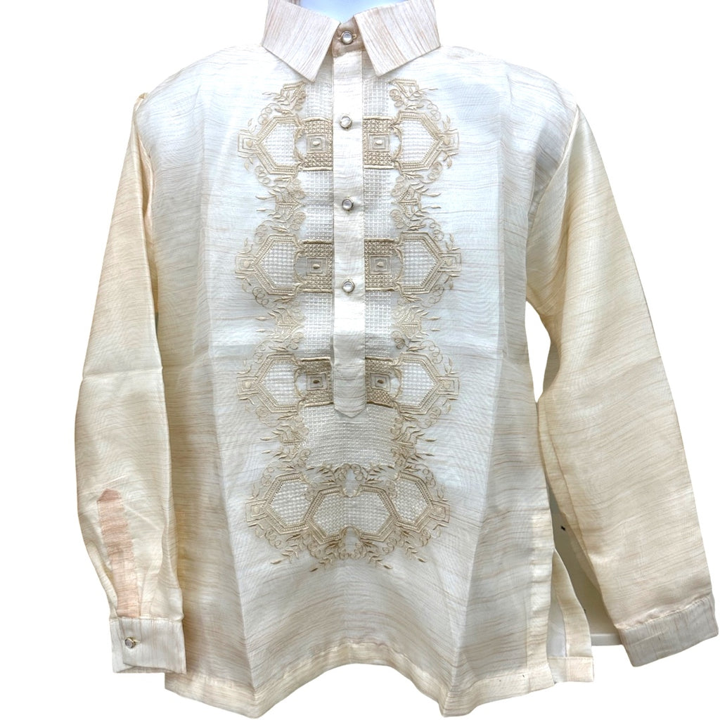 Barong Tagalog Special Double Lining with Piping Brown Kubo Design
