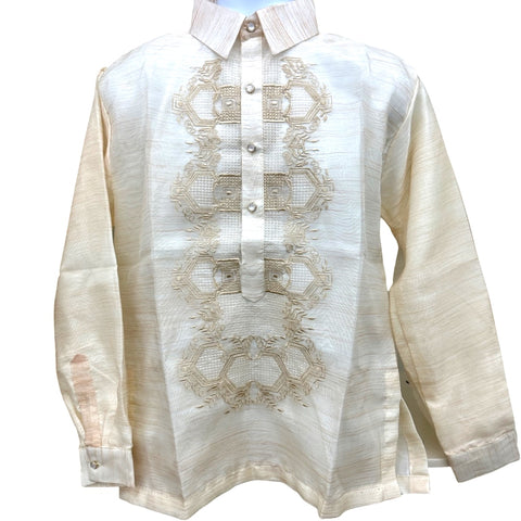 Barong Tagalog Special Double Lining with Piping Brown Kubo Design