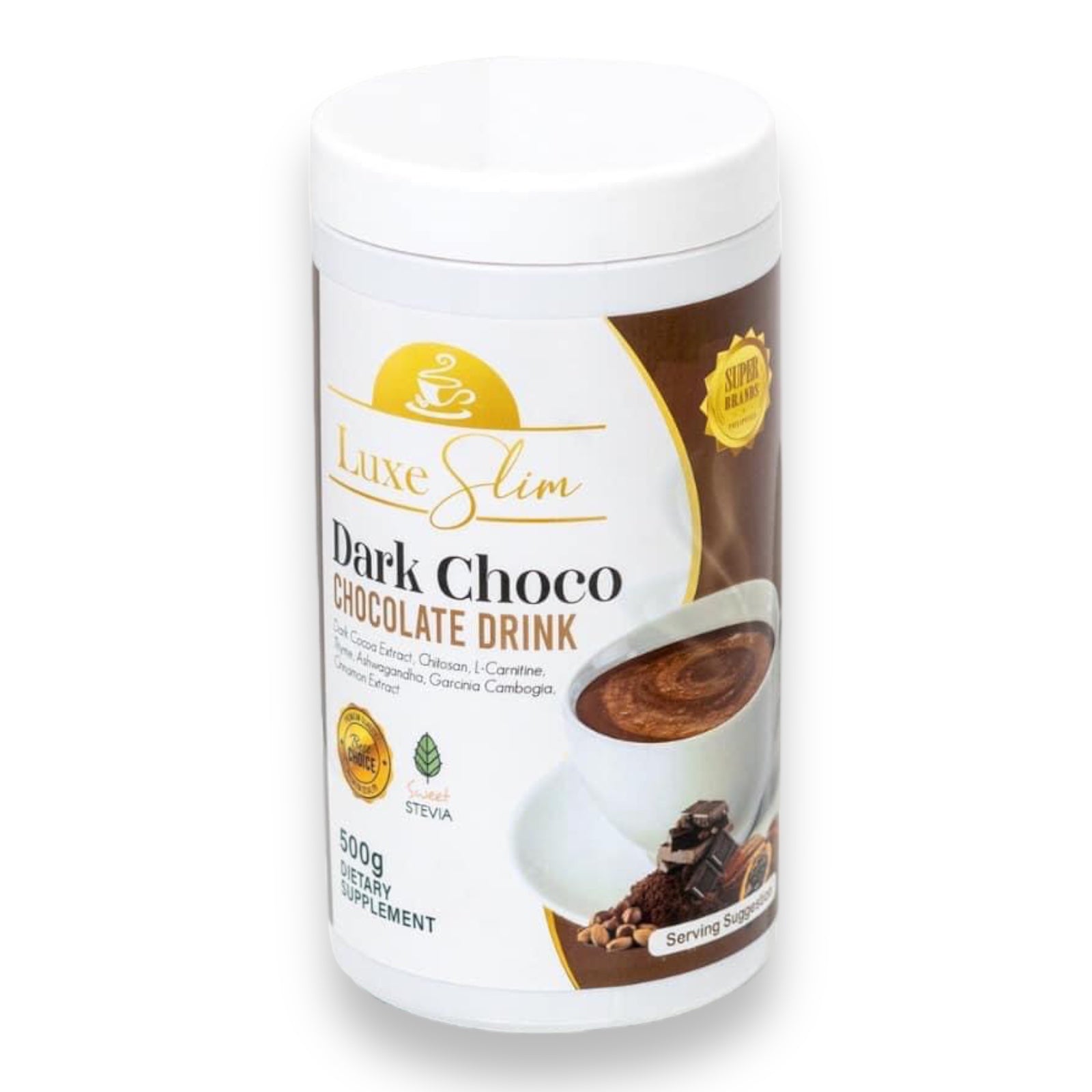 Luxe Slim - Dark Choco - Chocolate Drink - HALF KILO CANISTER 500g