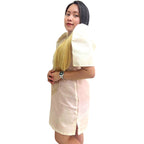 Baro't Saya Filipiniana Tagalog Special Double Lining with Piping Brown Leaves Design