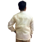 Barong Tagalog Special Double Lining with Piping Brown Abaca Leaves Bayong Design