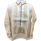 Barong Tagalog Special Double Lining with Piping Brown Bayong Design