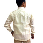 Barong Tagalog Special Double Lining with Piping Brown Abaca Leaves Bayong Design