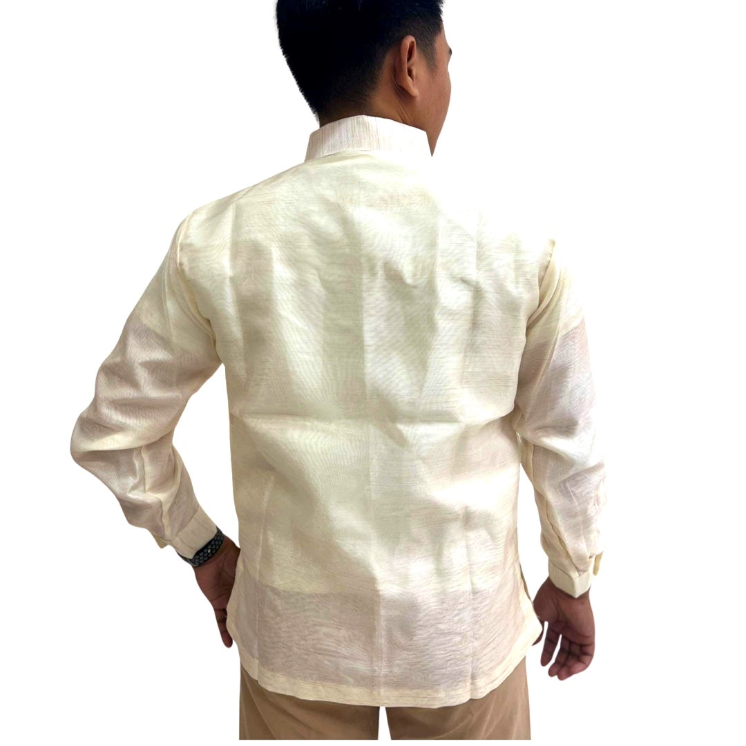 Barong Tagalog Special Double Lining with Piping Brown Abaca Leaves Ba
