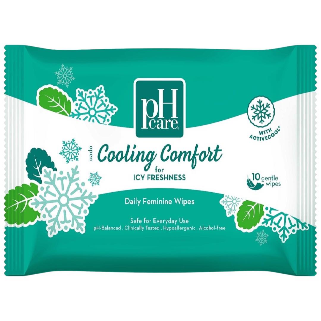 pH Care - Cooling Comfort for Icy Freshness - Daily Feminine Wipes - 10 Wipes