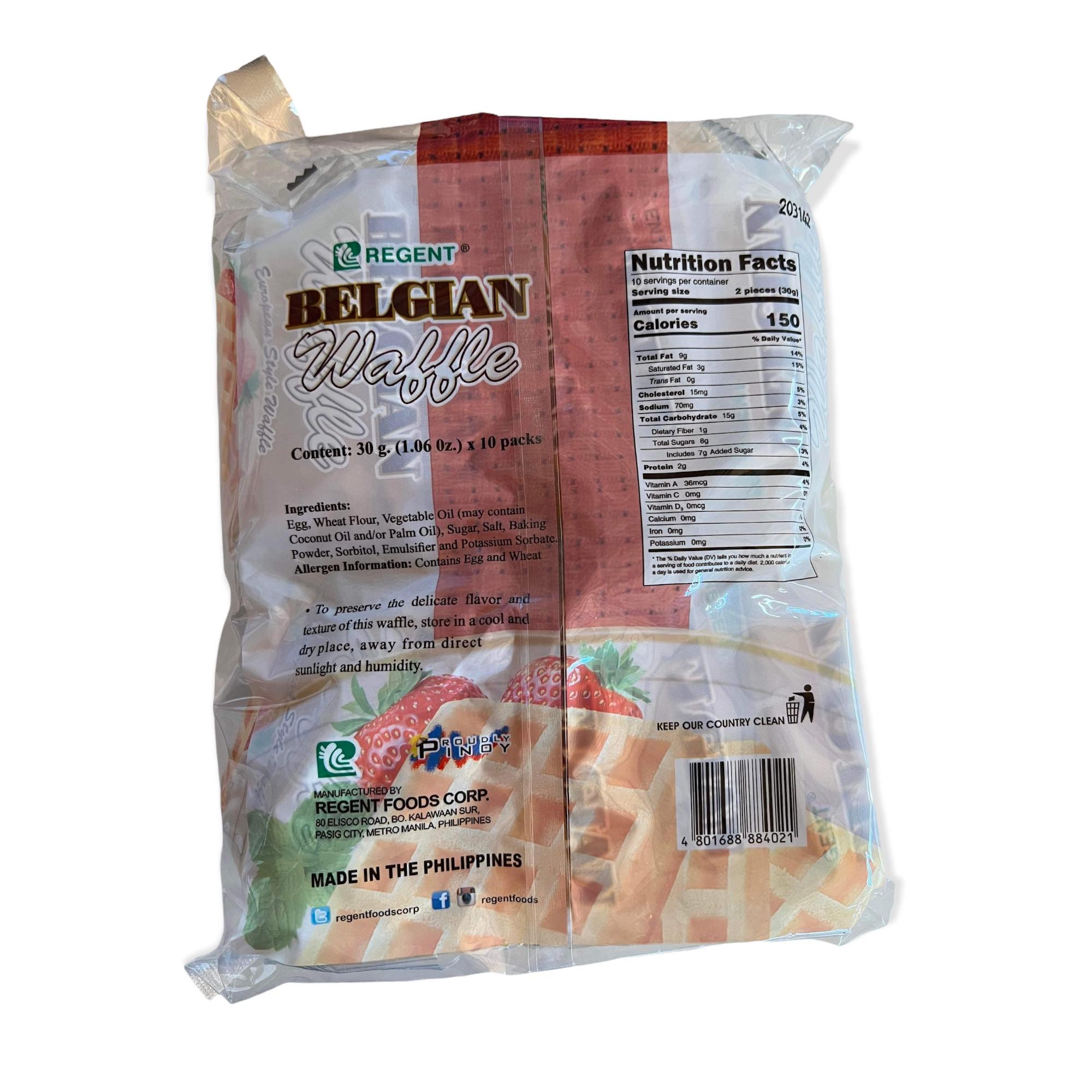 Regent - Belgian Waffle - European Style Waffle - 10 Pack - 300 G