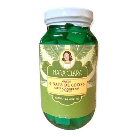 Mara Clara - Nata de Coco Green - Sweet Coconut Gel in Syrup (GREEN) - 12 OZ