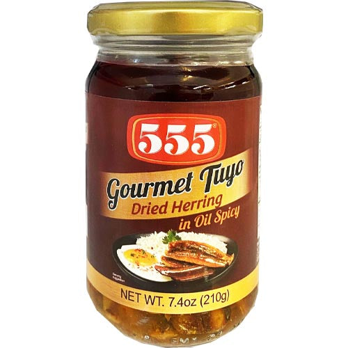 555 - Gourmet Tuyo - Dried Herring in Oil - Spicy - 210 G
