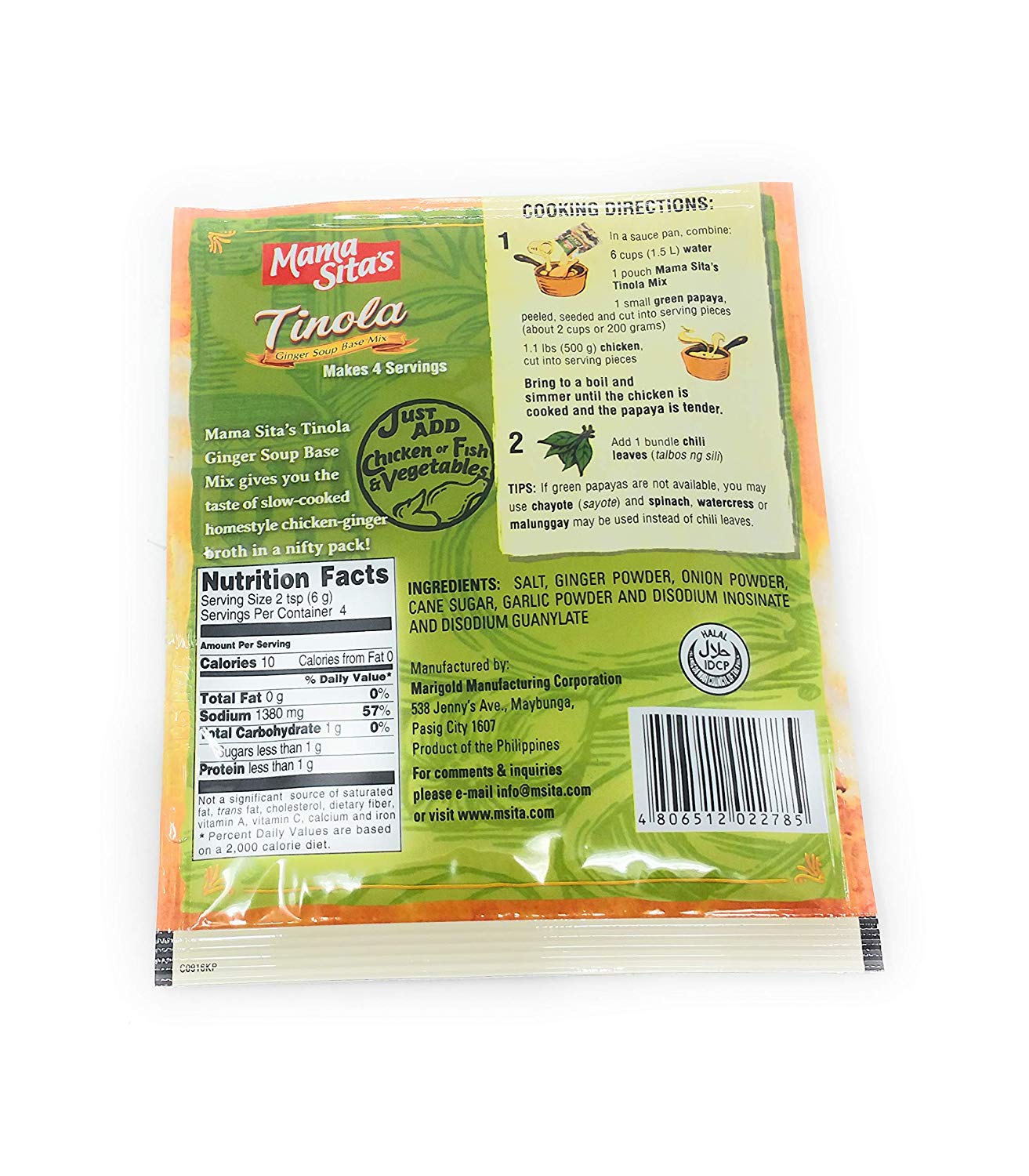 Mama Sita's - Tinola Ginger Soup Base Mix - 25 G