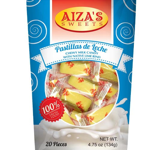 Aiza's Sweets - Pastillas de Leche - Chewy Milk Candy with Native Lime Rind - 20 Pieces - 134 G ( BLUE )