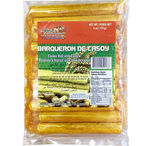 Aling Conching - Barqueron De Casoy - (Barquiron) Cookie Roll with Cashew - 4 OZ