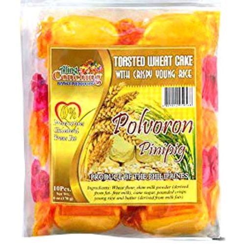 Aling Conching - Polvoron Pinipig - Toasted Wheat Cake with Crispy Young Rice - 10 Pieces - 6 OZ