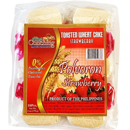 Aling Conching - Polvoron Strawberry - Toasted Wheat Cake - Strawberry - 10 Pieces - 170 G