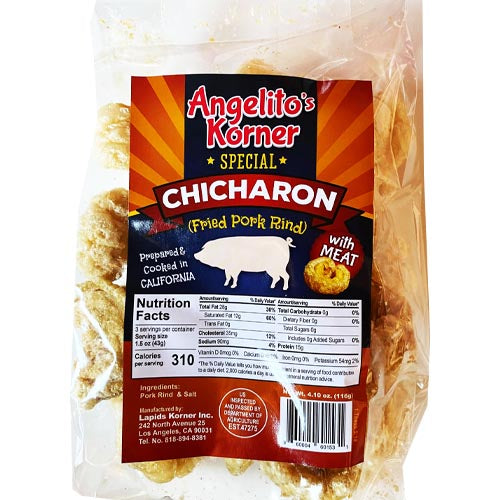 Angelito's Korner - Special Chicharon - Fried Pork Rind with Meat - 116 G