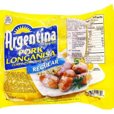 Argentina Brand - Pork Longanisa (Cured Pork Sausage) - Regular - 12 OZ