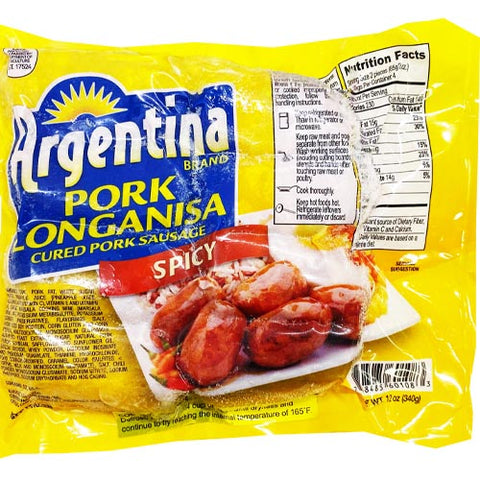 Argentina Brand - Pork Longanisa (Cured Pork Sausage) - Spicy - 12 OZ